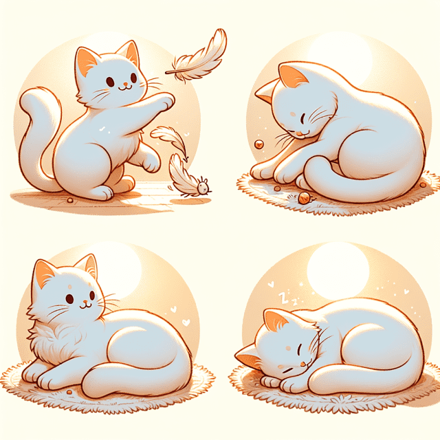 4匹の白い猫の画像