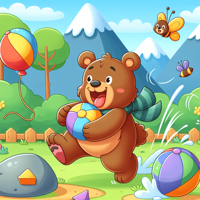 楽しく遊んでいる熊のイラスト