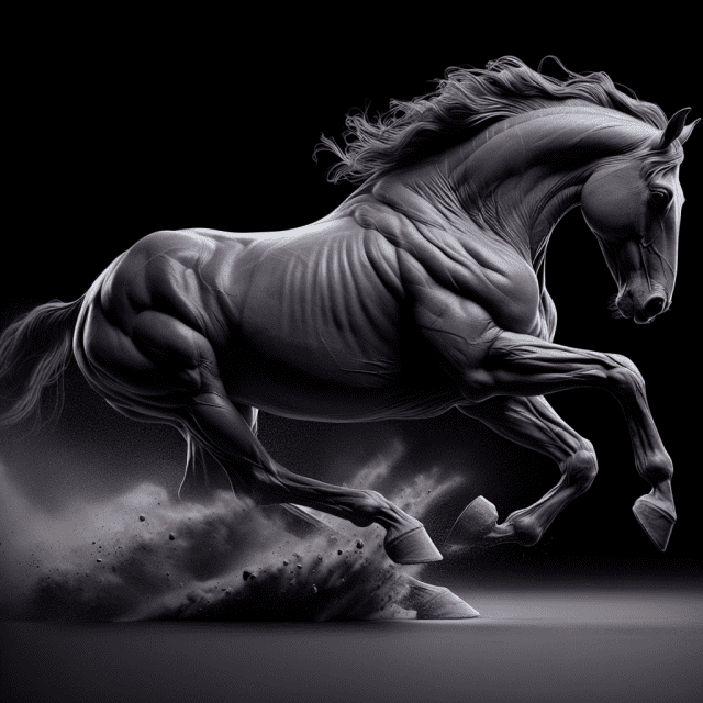 馬が疾走しているリアルな写真