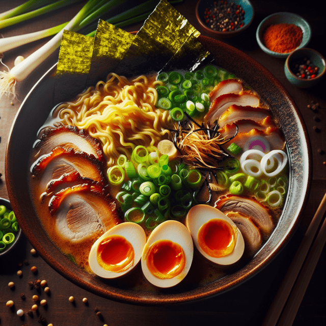 具だくさんの日本のラーメン　一杯の写真