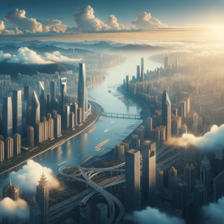 超高層ビルの最上階からの風景