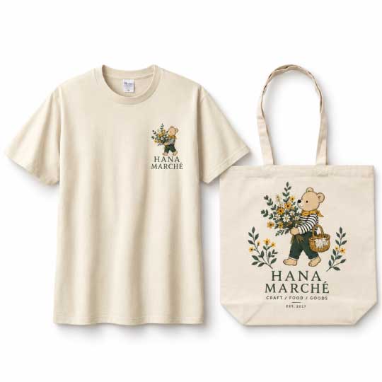 同じデザインのTシャツとトートバッグ
