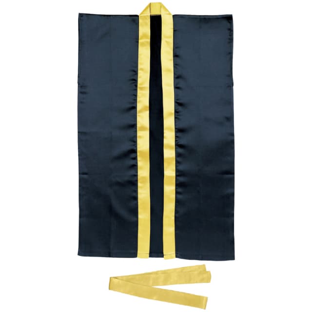 黒（襟金）｜サテンロングはっぴ