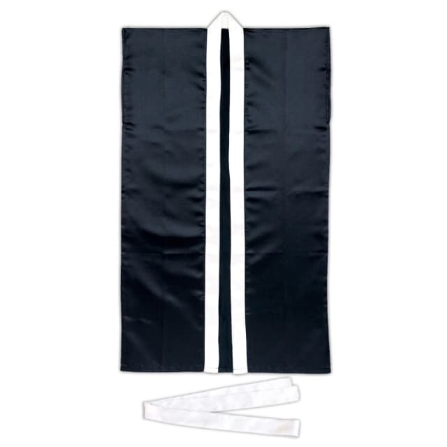 黒（襟銀）｜サテンロングはっぴ