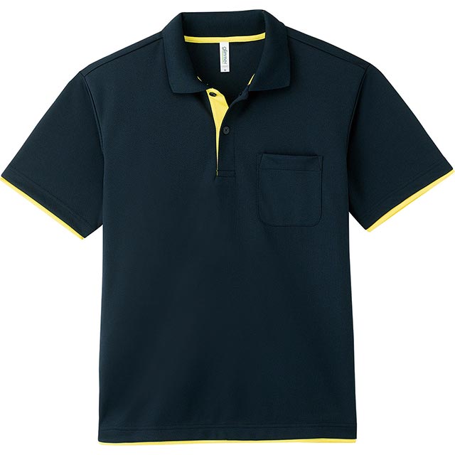 ネイビー×イエロー｜レイヤードドライポロシャツ