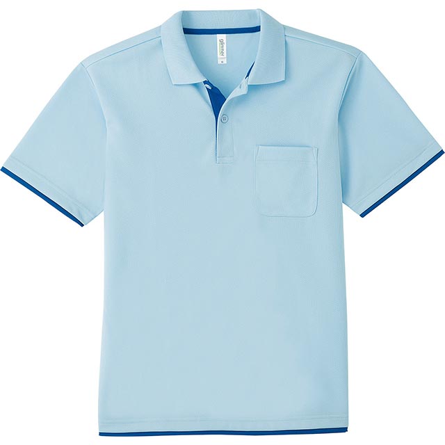 ライトブルー×ロイヤルブルー｜レイヤードドライポロシャツ