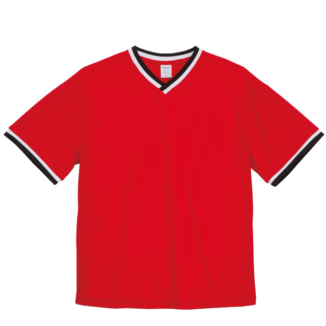 レッド×ホワイト×ブラック｜スリーポイントリブラインTシャツ