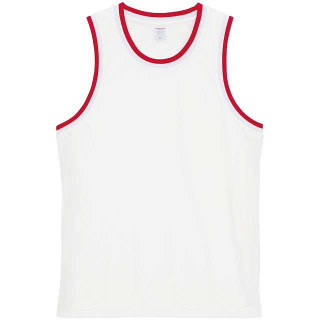 ホワイト×ホワイト×レッド｜スリーポイントバスケットタンクトップ