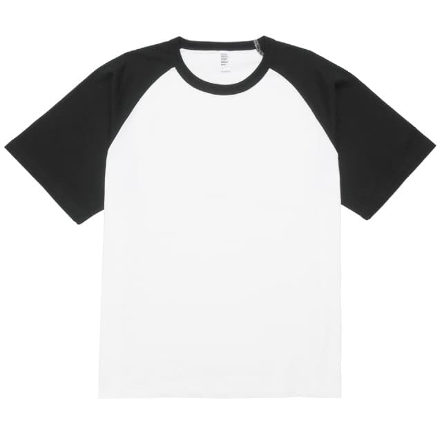 ホワイト×ブラック｜ハイランクラグランTシャツ