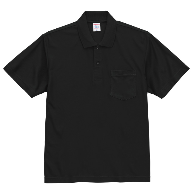 ブラック｜デイリードライポケット付きポロシャツ