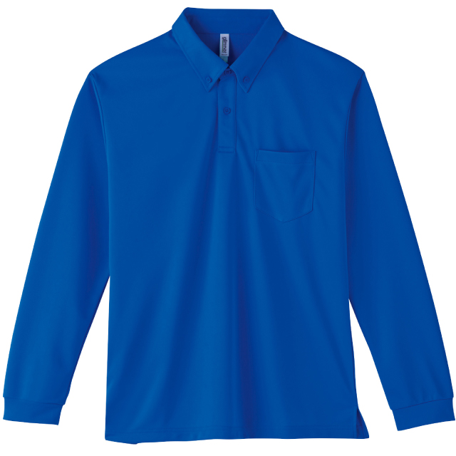 ロイヤルブルー｜ドライボタンダウンロングポロシャツ