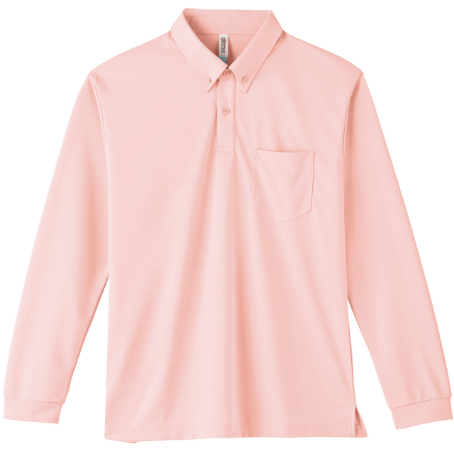 ライトピンク｜ドライボタンダウンロングポロシャツ