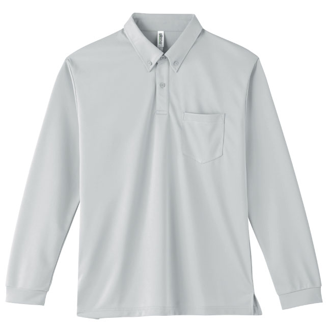 シルバーグレー｜ドライボタンダウンロングポロシャツ