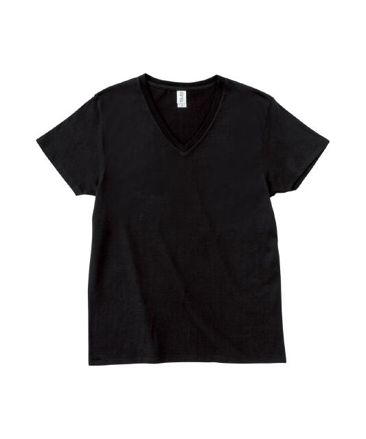 ブラック｜スリムVネックTシャツ