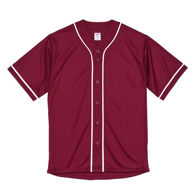 バーガンディー×ホワイト｜ドライアスレチックベースボールシャツ