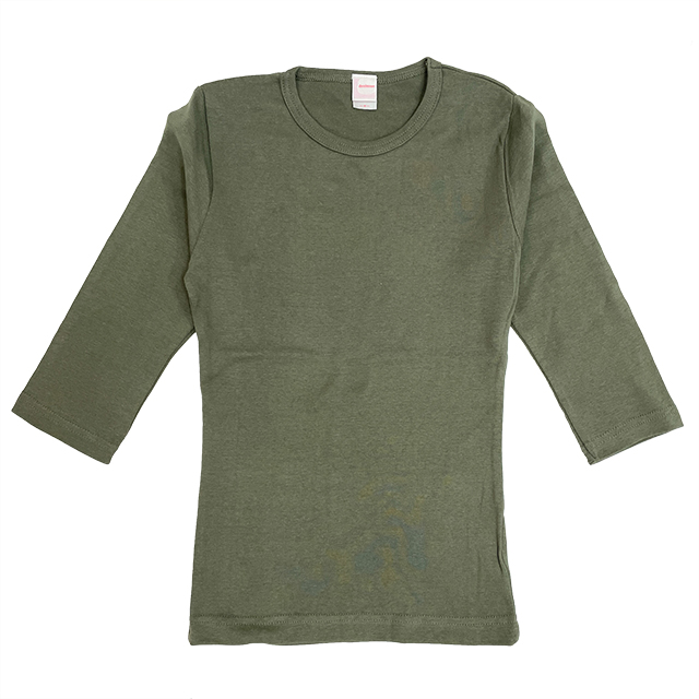 アーミーグリーン｜スリムフィット7分袖Tシャツ
