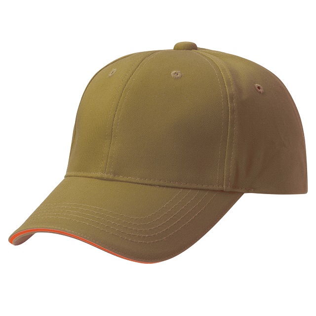 カーキ／オレンジ｜ラインバイザーキャップ