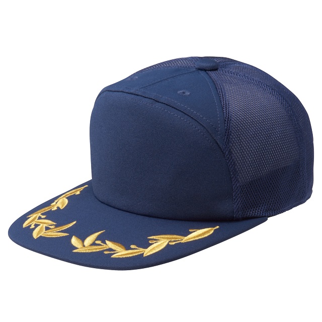 ネイビー（金糸）｜リーフ刺しゅうメッシュキャップ
