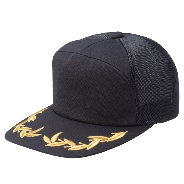 ブラック（金糸）｜リーフ刺しゅうメッシュキャップ