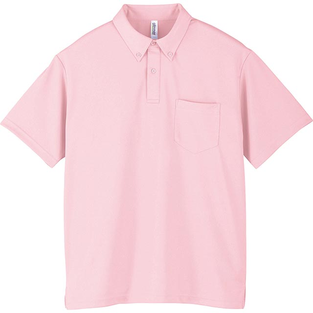 ライトピンク｜爽快ポケット付きボタンポロシャツ