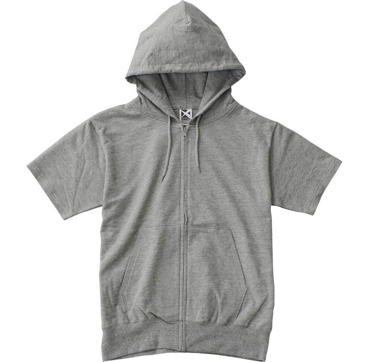 杢グレー｜半袖ジップパーカー