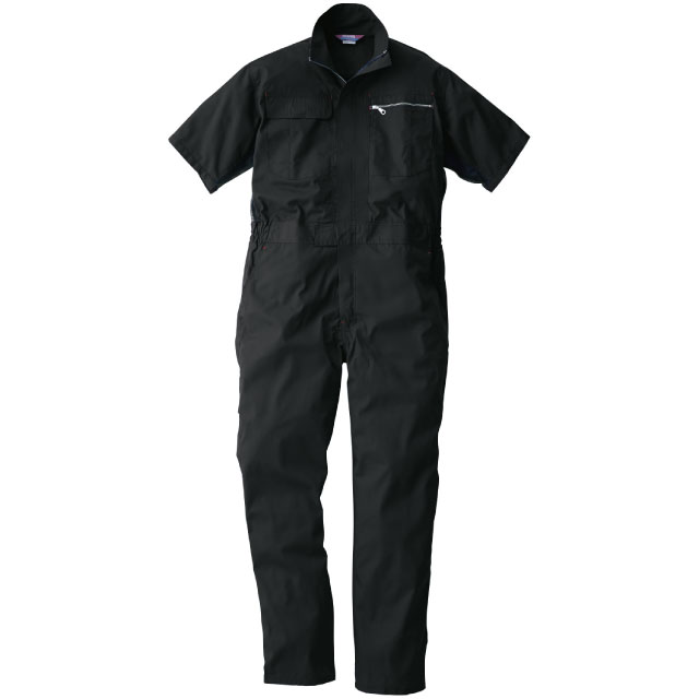 ブラック｜半袖メッシュつなぎ