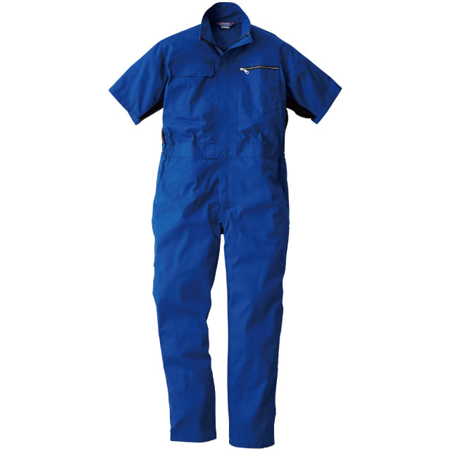 ブルー｜半袖メッシュつなぎ