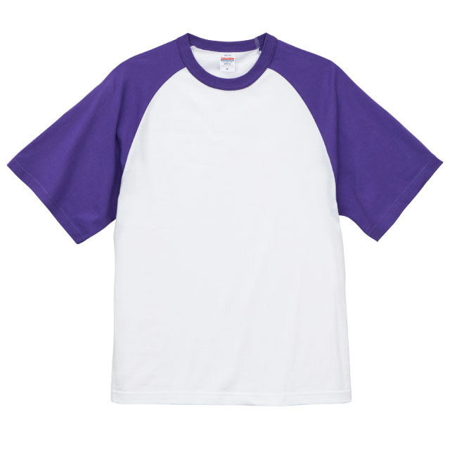 ホワイト×Vパープル｜ラグランショートスリーブTシャツ