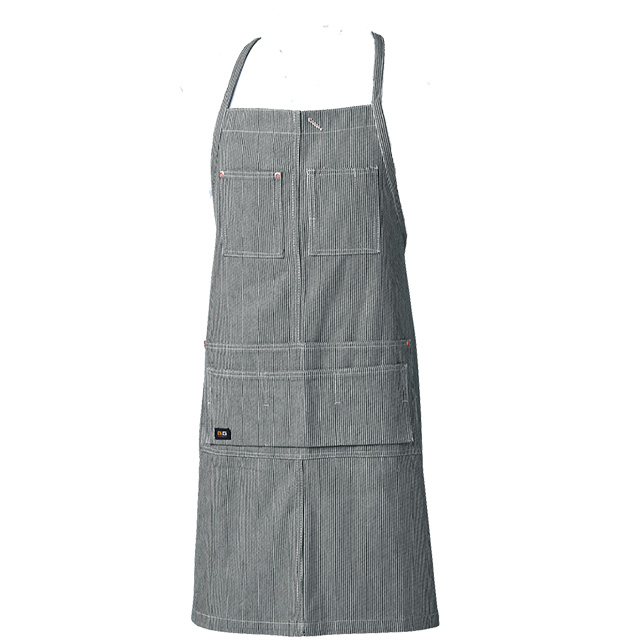 ブルー｜デニムストライプエプロン（首掛け）