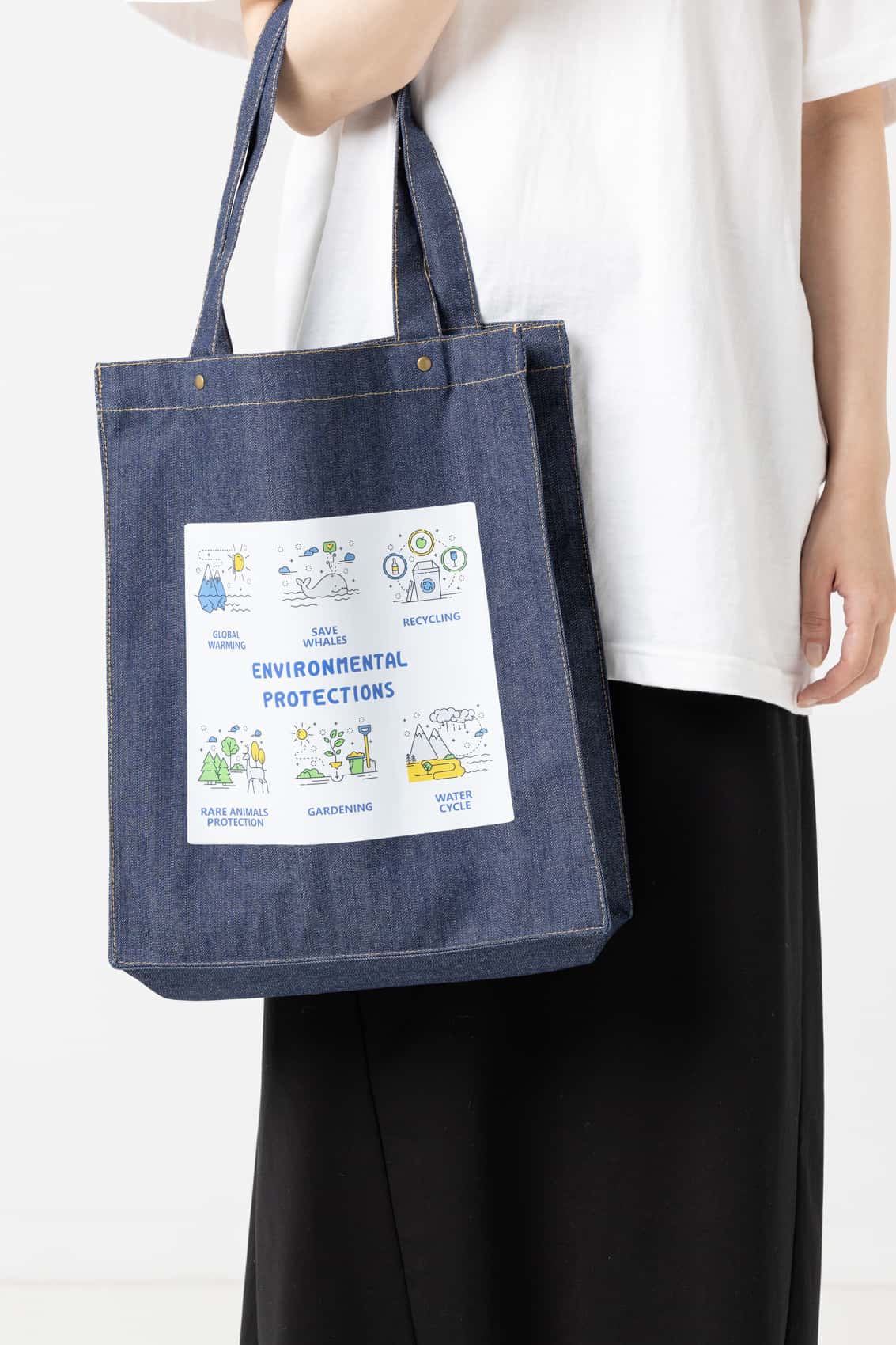 デニムボックススタッズトート　｜トートバッグ