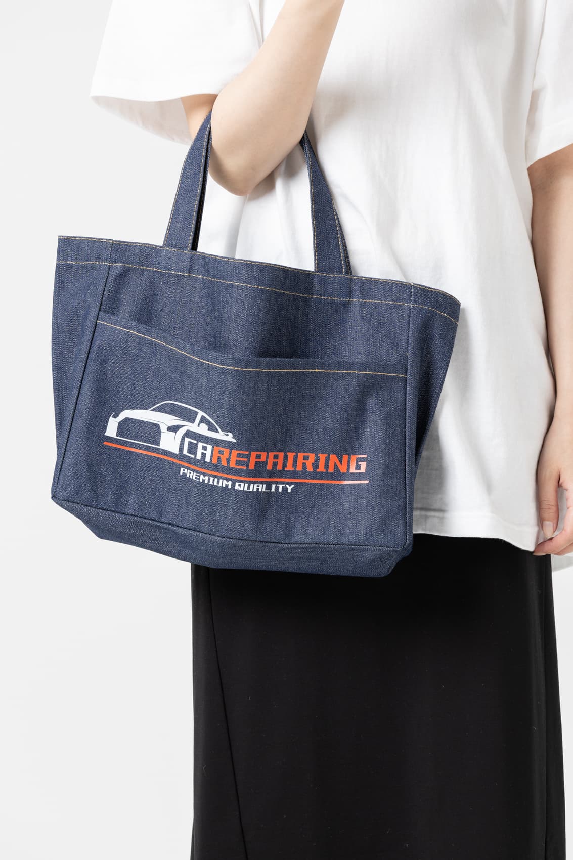 デニムフロントポケットトート　｜トートバッグ