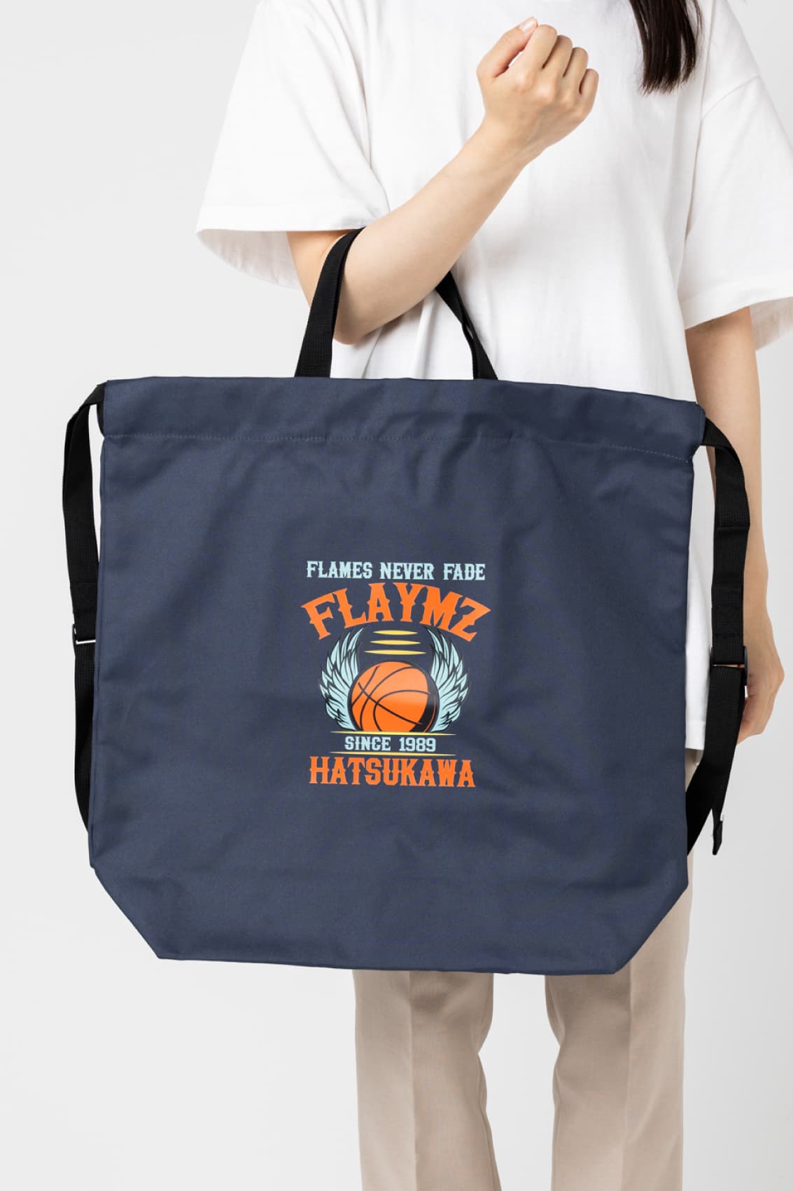 ハンドル付きポリ巾着リュック