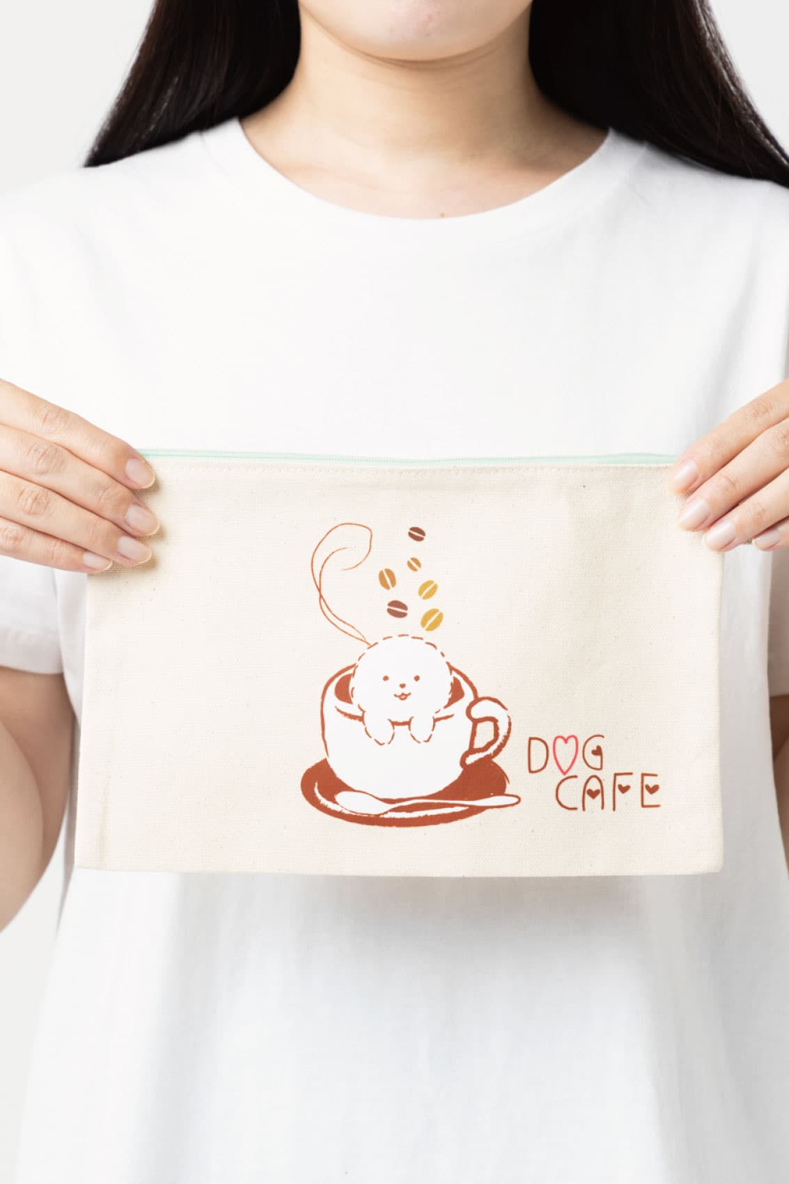 カラーファスナーキャンバスフラットポーチ（M）