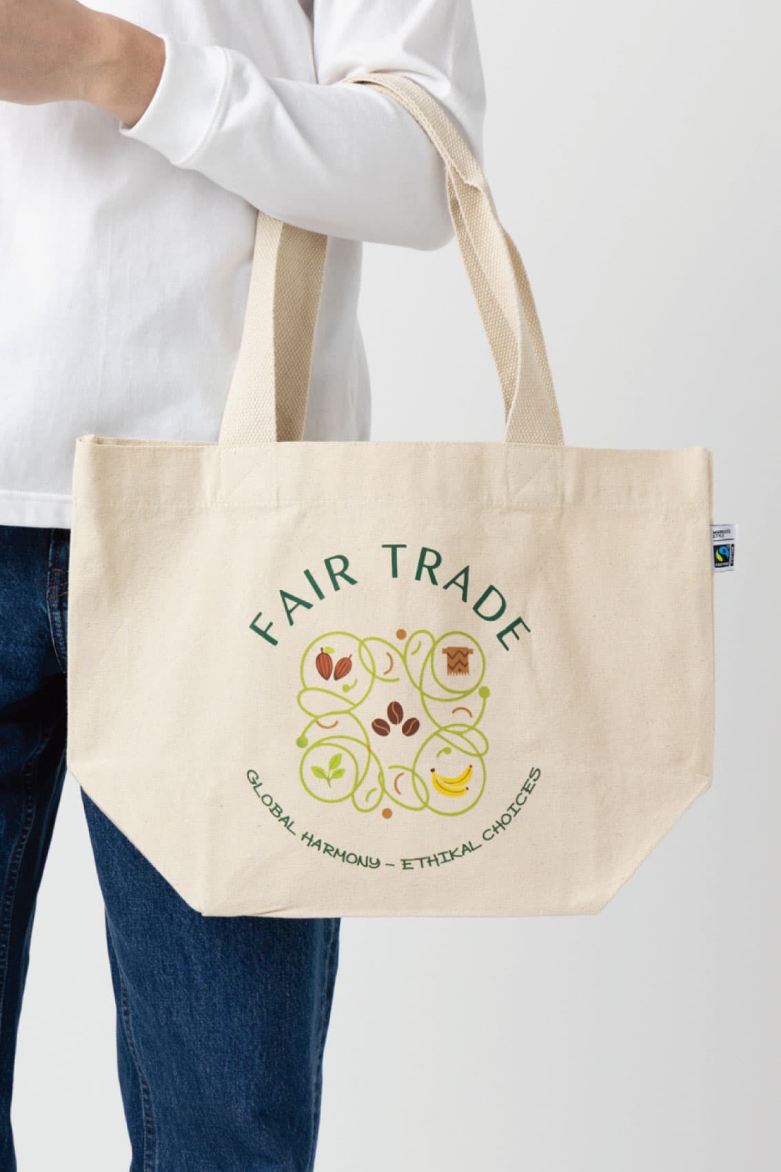 フェアトレード内ポケット付きトート（M）ナチュラル｜トートバッグ
